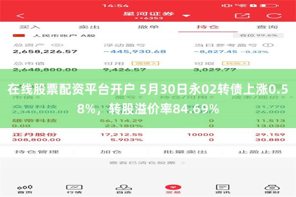 在线股票配资平台开户 5月30日永02转债上涨0.58%，转股溢价率84.69%