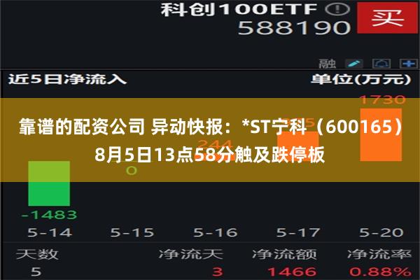 靠谱的配资公司 异动快报：*ST宁科（600165）8月5日13点58分触及跌停板